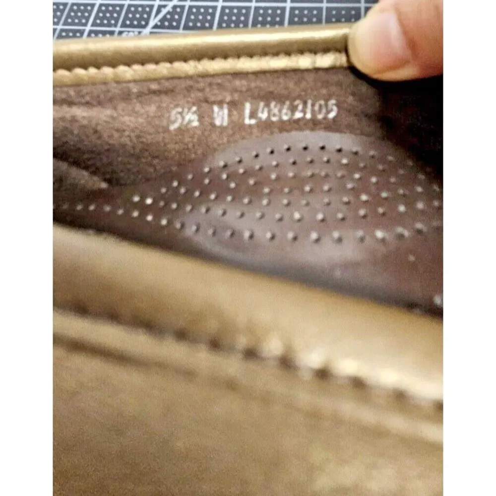 SAS Tripad cofort metro horsebit loafers shoes gold metallic Sz‎ 5.5 M